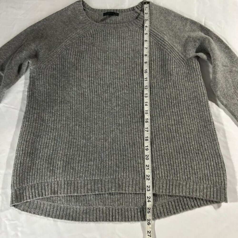 J. Crew Crewneck Sweater Gray Size Small Wool Leather Ribbed Minimalist - Picture 8 of 10